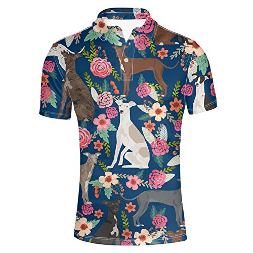 HUGS IDEA Summer Hawaiian Herren Kurzarm Pique Polos T-Shirts Gr. XL, Blumen Tier von HUGS IDEA