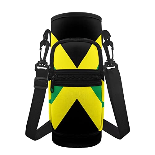 HUGS IDEA Tragetasche für Flaschen, mit verstellbarem Schultergurt und 2 Taschen für Wasserflasche, Schultertasche, Tragetasche, Jamaika-Flagge, Einheitsgröße, Fahrradrucksack von HUGS IDEA