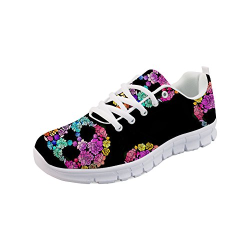 HUGS IDEA Ultraleichte Damen Laufschuhe Sugar Floral Skull Fashion Athletic - Größe: EU 39 von HUGS IDEA