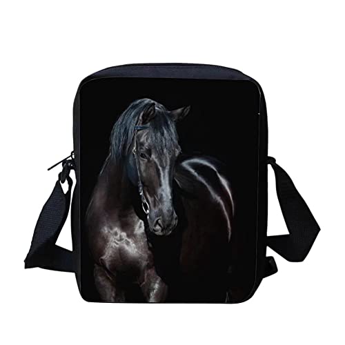 HUGS IDEA Kleine Umhängetasche mit Tiergesicht, Schwarzes Pferd, Small von HUGS IDEA