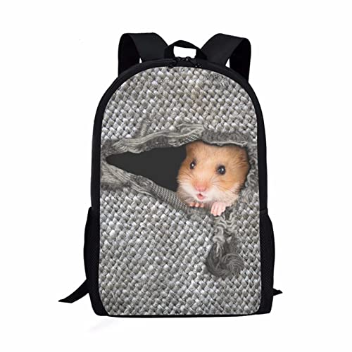 HUGS IDEA Under Animal Printed Kinder Schultasche Blau Kinderrucksack, Süßer Hamster, L von HUGS IDEA