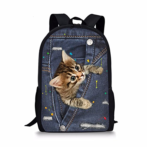 HUGS IDEA Under Animal bedruckter Kinder-Rucksack, Blau, Tasche Katze 4 (Blau) - Y-CC3325C von HUGS IDEA