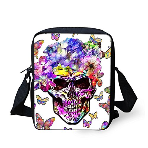 HUGS IDEA Mini-Umhängetasche mit Totenkopf-Aufdruck, für Damen und Herren, Skull6, S, Kuriertasche von HUGS IDEA