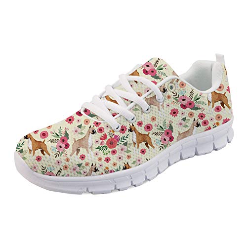 HUGS Idee Damenmode Sneakers Niedlichen Cartoon Corgi Blumenmuster Leichte Sportschuhe-EU Größe 38 von HUGS IDEA