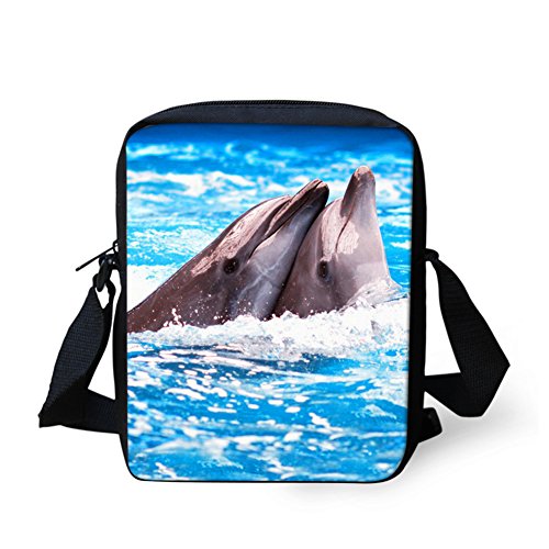 HUGS IDEA Kleine Umhängetasche mit Tiergesicht, Schultertasche, Delfin, S, Umhängetasche von HUGS IDEA