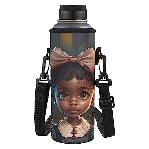 HUIACONG African Girls Water Bottle Cover Insulated Neoprene Water Bottle Carrier Bag with Adjustable Shoulder Strap Water Bottle Holder for Stainless Steel/Glass/Plastic Bottles von HUIACONG