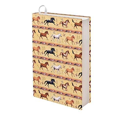 HUIACONG Beige Horses Taschenbucheinband für Frauen Planer Cover wasserdicht und staubdicht Bürozubehör für Jugendliche Kinder Jungen Mädchen Klassisches Textdesign Lehrbuch Jacken von HUIACONG