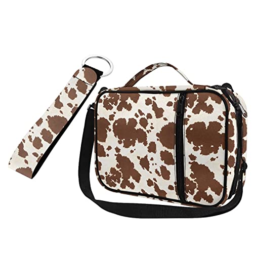 HUIACONG Bibelhülle mit Kuh-Druck+Schlüsselanhänger, grau-weiß, Camouflage-Bibeltasche mit Schlüsselanhänger für Frauen und Mädchen, Bibeltasche und Schlüsselanhänger, 2 Stück Bibeltasche mit verstellbaren Schultergurten, von HUIACONG