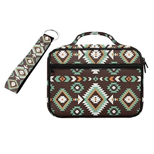 HUIACONG Bunte Azteken-Navajo-Bibeltasche+Schlüsselanhänger für Frauen Mädchen Bibeletui und Schlüsselanhänger für Erwachsene und Kinder, Bibelhülle mit Schlüsselring, 2-teiliges Set von HUIACONG