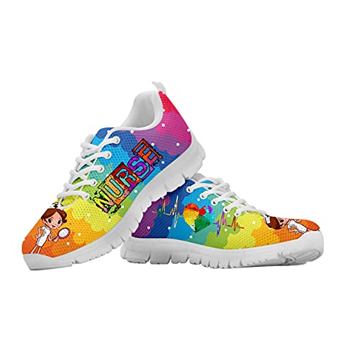 HUIACONG Damen Schüler Sportschuhe Laufschuhe Turnschuhe Sneakers Leichte Schuhe Trainer Basketballschuhe Gym Fitness Walkingschuhe Regenbogen-Krankenschwester EU 42 von HUIACONG