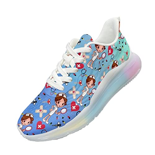 HUIACONG Damen Sport Laufschuhe rutschfeste Krankenschwester Mädchen Luftkissen Trainer Gradient Lila Athletic Sneakers Leichte für Walking Jogging Gym Fitness Leisetreter Größe EU40 von HUIACONG