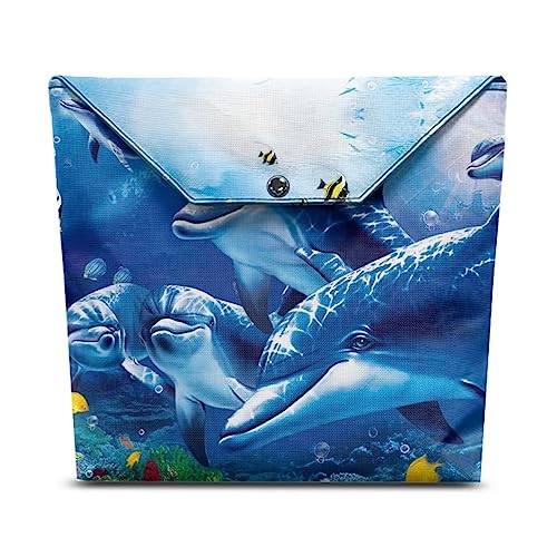 HUIACONG Delphin Book Sleeve Tropical Flish Book Covers with Zipper Back Pouch Book Sleeves Button Closure Book Cover for Adult Kids Teengers Book Sleeve Covers 9.8 x 11.8 von HUIACONG