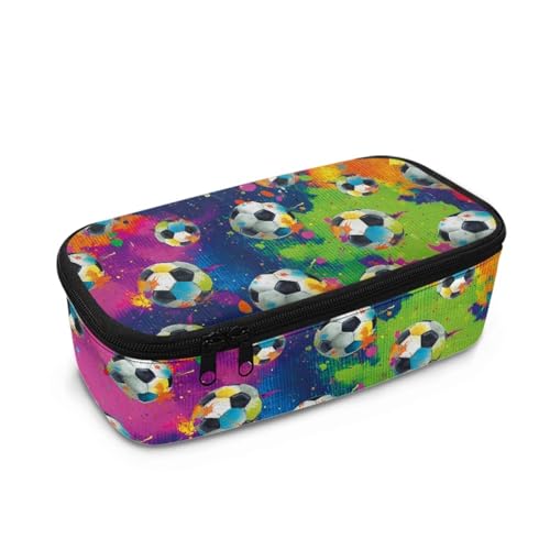 HUIACONG Federmäppchen Jungen Federmäppchen Kinder Federmäppchen Große Kapazität Penicl Case Federmäppchen, Fußball-Batikfärbung, Einheitsgröße, Federmäppchen von HUIACONG