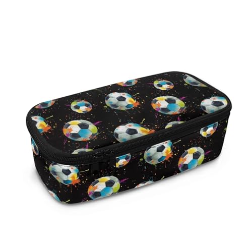 HUIACONG Federmäppchen Jungen Federmäppchen Kinder Federmäppchen Große Kapazität Penicl Case Federmäppchen, Fußball Schwarz, Einheitsgröße, Federmäppchen von HUIACONG