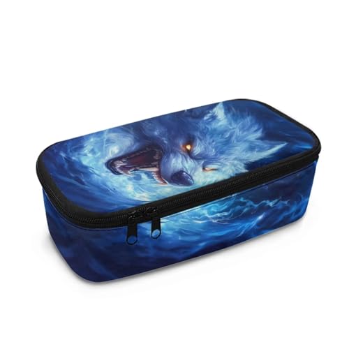 HUIACONG Federmäppchen Jungen Federmäppchen Kinder Federmäppchen Große Kapazität Penicl Case Federmäppchen, wolf, Einheitsgröße, Federmäppchen von HUIACONG