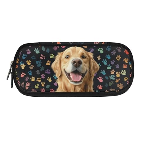 HUIACONG Federmäppchen Mädchen Federmäppchen Aesthetic Pencil Cases Große Kapazität Federmäppchen Kinder Bleistifte Etui, Golden Retriever Hundepfote, Einheitsgröße, Federmäppchen von HUIACONG