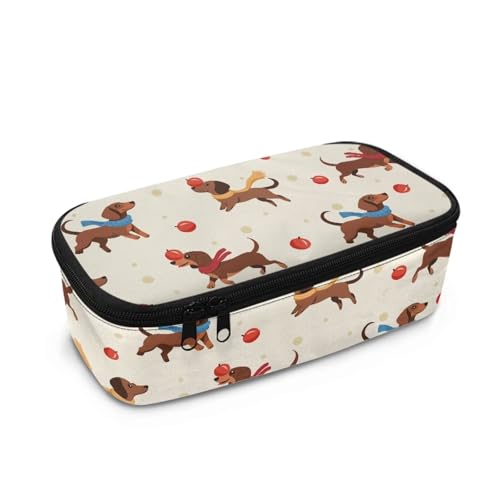 HUIACONG Federmäppchen für Kinder, ästhetisches Federmäppchen, großes Fassungsvermögen, Dackel Apfel, Einheitsgröße, Federmäppchen von HUIACONG