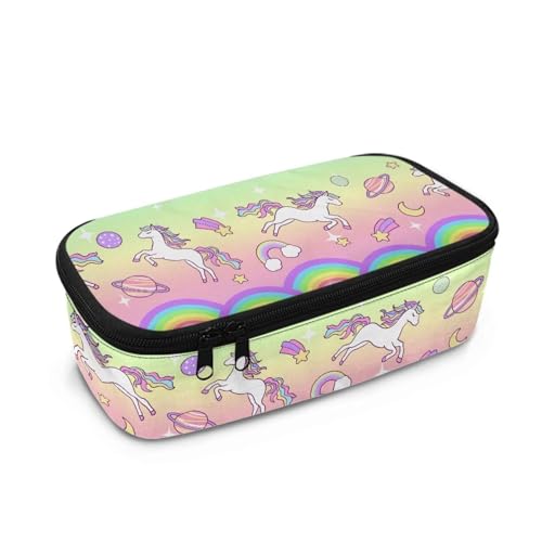 HUIACONG Federmäppchen für Kinder, ästhetisches Federmäppchen, großes Fassungsvermögen, Federmäppchen, Pferd Regenbogen Planet, Einheitsgröße, Federmäppchen von HUIACONG