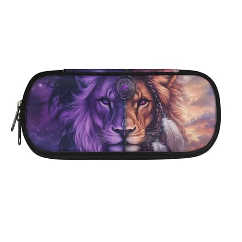 HUIACONG Federmäppchen für Kinder, große Kapazität, Federmäppchen, Federmäppchen, Federmäppchen, Traumfänger Löwe, Einheitsgröße, Federmäppchen von HUIACONG