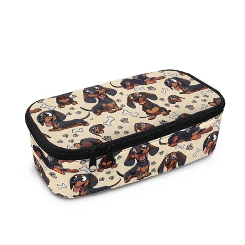 HUIACONG Federmäppchen für Kinder, großes Federmäppchen, großes Fassungsvermögen, Federmäppchen, ästhetisches Federmäppchen, Dackel, Einheitsgröße, Federmäppchen von HUIACONG