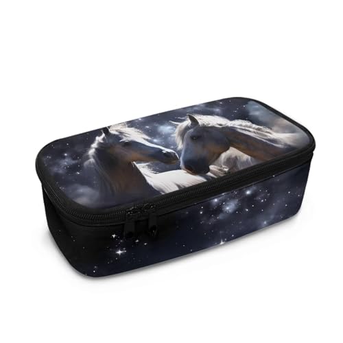 HUIACONG Federmäppchen für Kinder, großes Federmäppchen, großes Fassungsvermögen, Federmäppchen, ästhetisches Federmäppchen, Pferde-Galaxie, Einheitsgröße, Federmäppchen von HUIACONG