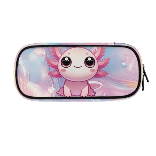 HUIACONG Federmäppchen für Mädchen, Federmäppchen, hohe Kapazität, Federmäppchen mit Fächern, Axolotl Rainbow, Einheitsgröße, Federmäppchen von HUIACONG