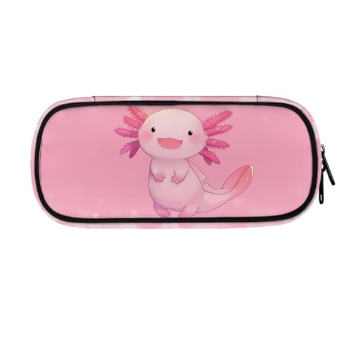 HUIACONG Federmäppchen für Mädchen, Federmäppchen, hohe Kapazität, Federmäppchen mit Fächern, Rosa Axolotl, Einheitsgröße, Federmäppchen von HUIACONG