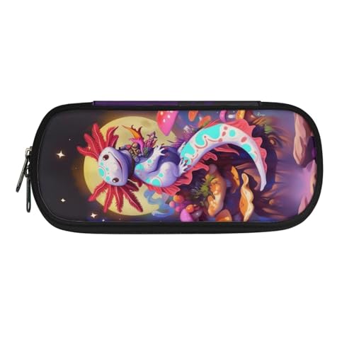 HUIACONG Federmäppchen für Mädchen, Federmäppchen, leichtes Federmäppchen, ästhetisches Federmäppchen, Axolotl Moon, Einheitsgröße, Federmäppchen von HUIACONG
