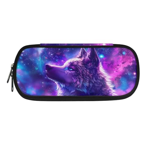 HUIACONG Federmäppchen für Mädchen, Federmäppchen, leichtes Federmäppchen, ästhetisches Federmäppchen, Galaxy Wolf, Einheitsgröße, Federmäppchen von HUIACONG