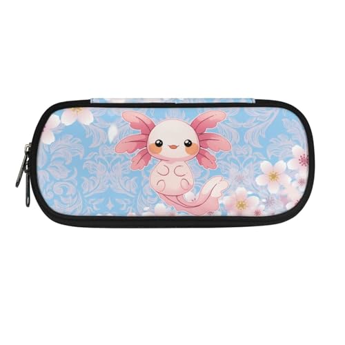 HUIACONG Federmäppchen für Mädchen, Sekundarschule, ästhetisches Federmäppchen, Federmäppchen, Bleistiftetui, Kirschblüte Axolotl, Einheitsgröße, Federmäppchen von HUIACONG