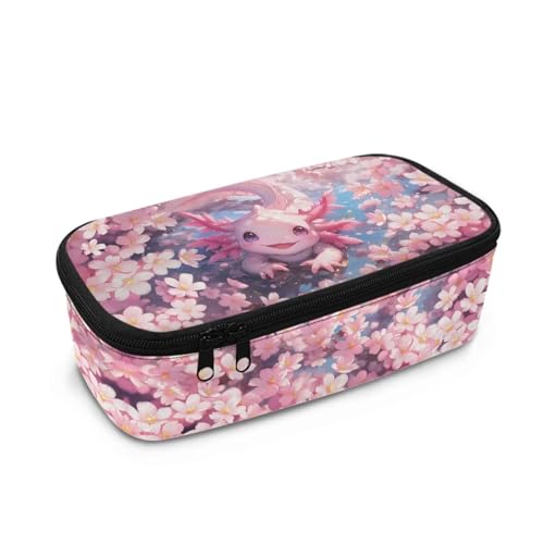 HUIACONG Kids Pencil Cases Pemcil Case Pencil Case Children Pencil Case Aesthetic Pencilcases, Kirschblüte Axolotl, Einheitsgröße, Federmäppchen von HUIACONG