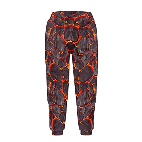 HUIACONG Kinder Jogginghose für Größe 37-48 Mädchen Jungen Sweatpants, lava, 6-7 Jahre von HUIACONG