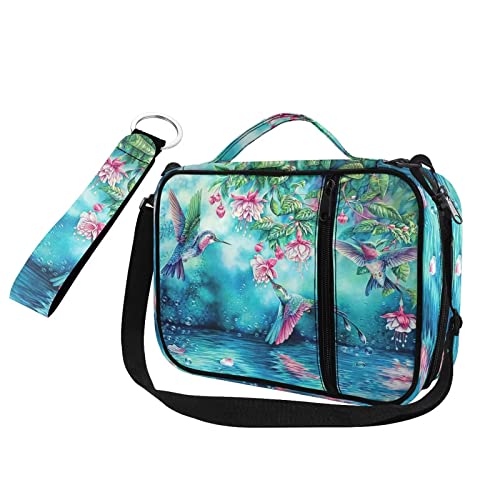 HUIACONG Kolibri Diamant Blume Bibeltasche + Schlüsselanhänger für Frauen Mädchen Bibelhülle Tasche mit Schlüsselanhänger Kirche Tragetaschen für Kinder Jungen Bibelhülle Buchcover Bibel Journaling Supplies von HUIACONG