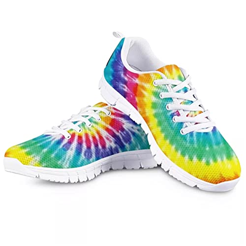 HUIACONG Krawatte Färben Rennrad Laufschuhe für Damen Herren Casual DailyShoes Leichte Lace-up Flats Gehen Sie einfach zu Fuß Tennis Schuhe Softness Sohle Regenbogen Print- EU Größe 39 von HUIACONG