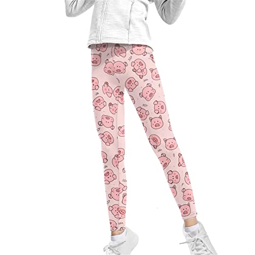 HUIACONG Mädchen Leggings Größe 37-47 Capri Leggings Slim Dünn Kinder Hose, Schweinchenrosa, 10-11 Jahre von HUIACONG