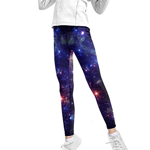 HUIACONG Mädchen Leggings Größe 37-47 Slim Dünn Kinder Hose Capri Leggings, Galaxy, 10-11 Jahre von HUIACONG