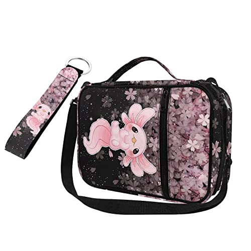 HUIACONG Niedliche Axolotl Bibeltasche + Schlüsselanhänger für Frauen Mädchen Sakura Tragen Bibelhülle und Schlüsselanhänger, Büchertasche Tragetaschen mit Griffen Taschen Bibeltaschen für Kinder Mädchen Studium Zubehör Kirche Taschen von HUIACONG