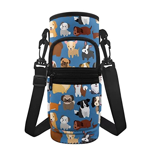 HUIACONG Puzzle-Wasserflasche, Tragetasche für Hunde, 680 ml, isolierter Flaschenhalter, Schultertasche mit abnehmbaren Gurtfächern, Wasserflaschenhalter für Camping, Wandern, Picknick, Blau von HUIACONG