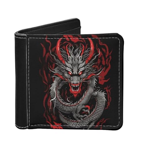 HUIACONG Schlanke, dünne Brieftaschen für Herren, für Bargeld, Münzen, Aufbewahrung von Karten, Bifold Wallets, Cool Dragon Howl, Einheitsgröße, Casual von HUIACONG