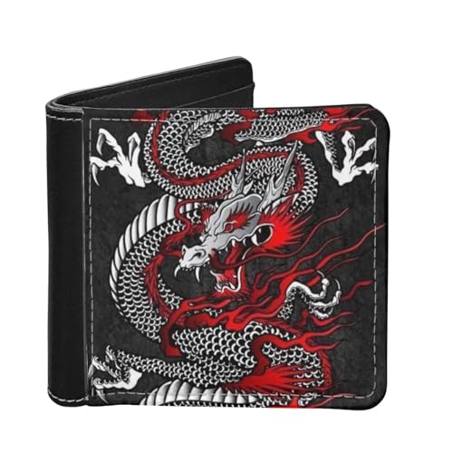 HUIACONG Schlanke, dünne Brieftaschen für Herren, für Bargeld, Münzen, Aufbewahrung von Karten, Bifold Wallets, Cooler Drachen-Print, Einheitsgröße, Casual von HUIACONG