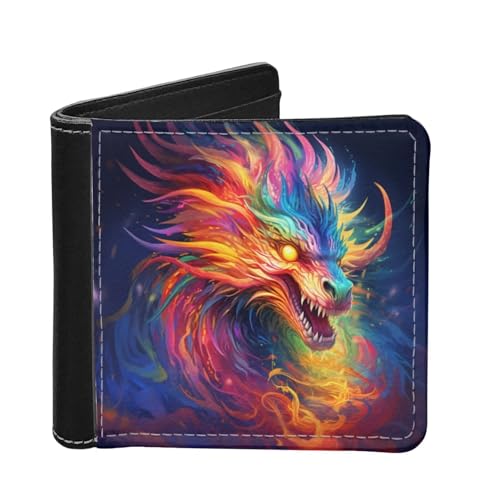 HUIACONG Schlanke, dünne Brieftaschen für Herren, für Bargeld, Münzen, Aufbewahrung von Karten, Bifold Wallets, Fantasy Colorful Dragon, Einheitsgröße, Casual von HUIACONG