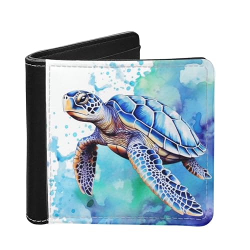 HUIACONG Schlanke, dünne Brieftaschen für Herren, für Bargeld, Münzen, Aufbewahrung von Karten, Bifold Wallets, Turtle Tie Dye, Einheitsgröße, Casual von HUIACONG