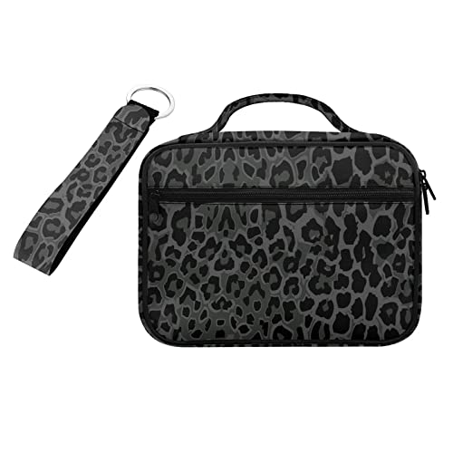 HUIACONG Schwarze Bibeltasche mit Leopardenmuster + Schlüsselanhänger für Damen und Herren, Bibeletui und Schlüsselanhänger für Jungen und Mädchen, Bibelhalter mit Schlüsselring, 2 Stück von HUIACONG