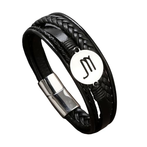 HUIANGLIYG 12 Sternbild Armbänder für Damen und Herren, Mehrlagiges, Gedrehtes, Gewebtes Lederarmband, Retro Punk Sternzeichen Konstellation, Handgefertigtes Armband für Freundschaftsschmuck, Geb von HUIANGLIYG