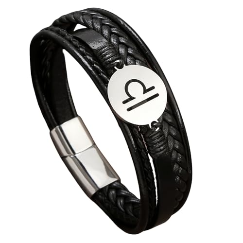HUIANGLIYG 12 Sternbild Armbänder für Damen und Herren, Mehrlagiges, Gedrehtes, Gewebtes Lederarmband, Retro Punk Sternzeichen Sternbild, Handgefertigtes Armband für Freundschaftsschmuck, Geburts von HUIANGLIYG