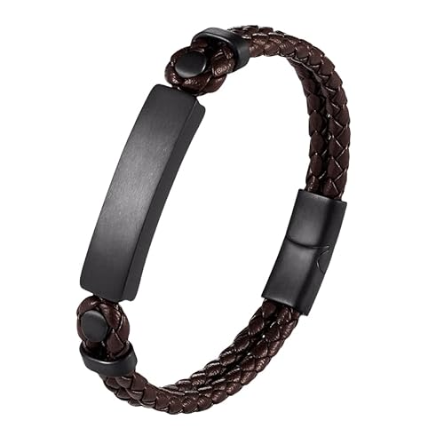 HUIANGLIYG Armband Herren, Herren Armreif Aus Zweireihigem Geflochtenem Leder, Einzigartiges Gedrehtes Gewebtes Armband mit Magnetverschluss, Klassisches Handgefertigtes Manschettenarmband, Schmuck, HUIANGLIYG Armband Herren, Herren Armreif Aus Zweireihigem Geflochtenem Leder, Einzigartiges Gedrehtes Gewebtes Armband mit Magnetverschluss, Klassisches Handgefertigtes Manschettenarmband, Schmuck, von HUIANGLIYG