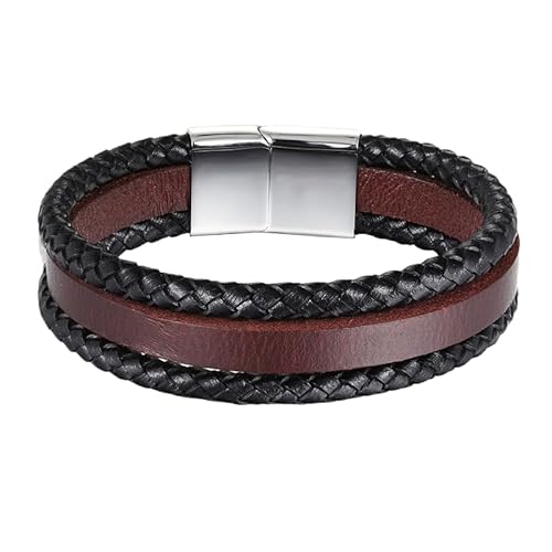 HUIANGLIYG Armband Herren, Mehrlagiges Geflochtenes Lederarmband für Herren, Klassisch, Handgefertigt, Gedreht, Gewebt, Armreif, Lässig, Business Armband, Geschenk für Jungen, Ihn, Accessoires, B HUIANGLIYG Armband Herren, Mehrlagiges Geflochtenes Lederarmband für Herren, Klassisch, Handgefertigt, Gedreht, Gewebt, Armreif, Lässig, Business Armband, Geschenk für Jungen, Ihn, Accessoires, B von HUIANGLIYG