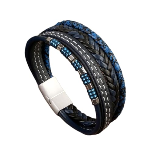 HUIANGLIYG Armband Herren Leder,Herren Armband Aus Leder, Mehrlagig, Handgefertigt, Geflochten, Echtes Wickelarmband, Mehrsträngig, Gedreht, Gewebtes Seil, Armreif, Vintage Punk Schmuck, Geschenkid HUIANGLIYG Armband Herren Leder,Herren Armband Aus Leder, Mehrlagig, Handgefertigt, Geflochten, Echtes Wickelarmband, Mehrsträngig, Gedreht, Gewebtes Seil, Armreif, Vintage Punk Schmuck, Geschenkid von HUIANGLIYG