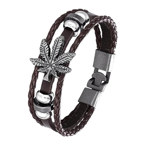 HUIANGLIYG Armband Herren Leder,Herren Armband mit Ahornblatt Motiv, Mehrlagig, Gedreht, Gewebt, Klassisch, Handgefertigt, Geflochtenes Lederseil, Armreif, Modischer Retro Schmuck, Geschenk für Paa HUIANGLIYG Armband Herren Leder,Herren Armband mit Ahornblatt Motiv, Mehrlagig, Gedreht, Gewebt, Klassisch, Handgefertigt, Geflochtenes Lederseil, Armreif, Modischer Retro Schmuck, Geschenk für Paa von HUIANGLIYG