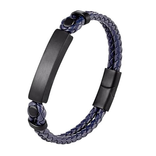 HUIANGLIYG Armband Herren Leder,Herren Armreif Aus Zweireihigem Geflochtenem Leder, Einzigartiges Gedrehtes Gewebtes Armband mit Magnetverschluss, Klassisches Handgefertigtes Manschettenarmband, Sch von HUIANGLIYG